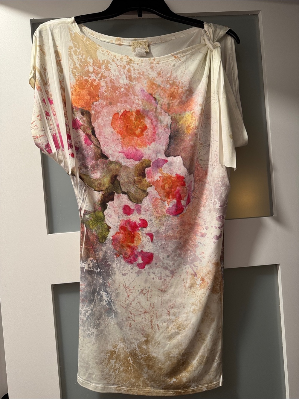 Daytrip Cream Tunic with Pink & Orange Watercolor Floral Wash